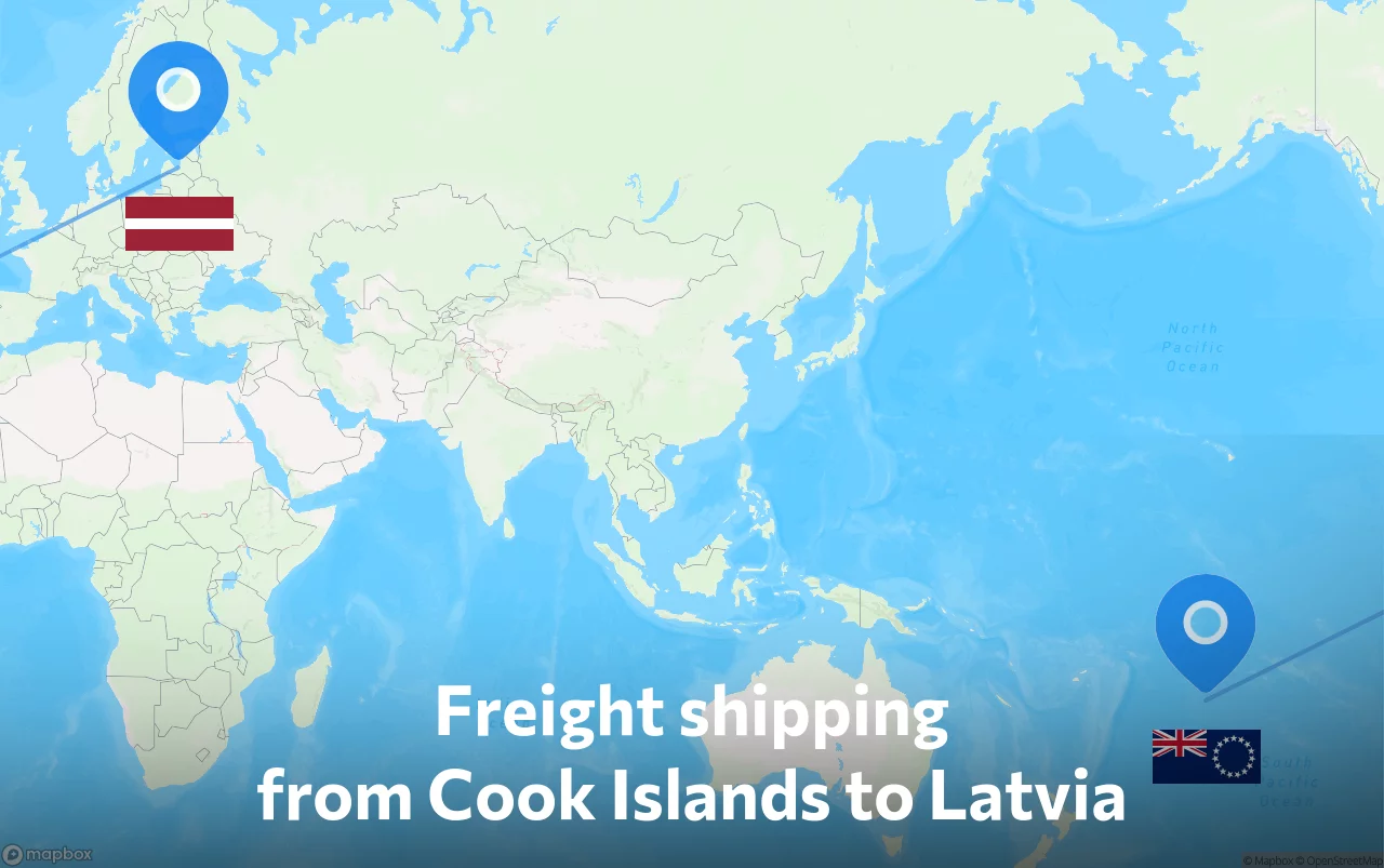 Shipping route from Cook Islands to Latvia