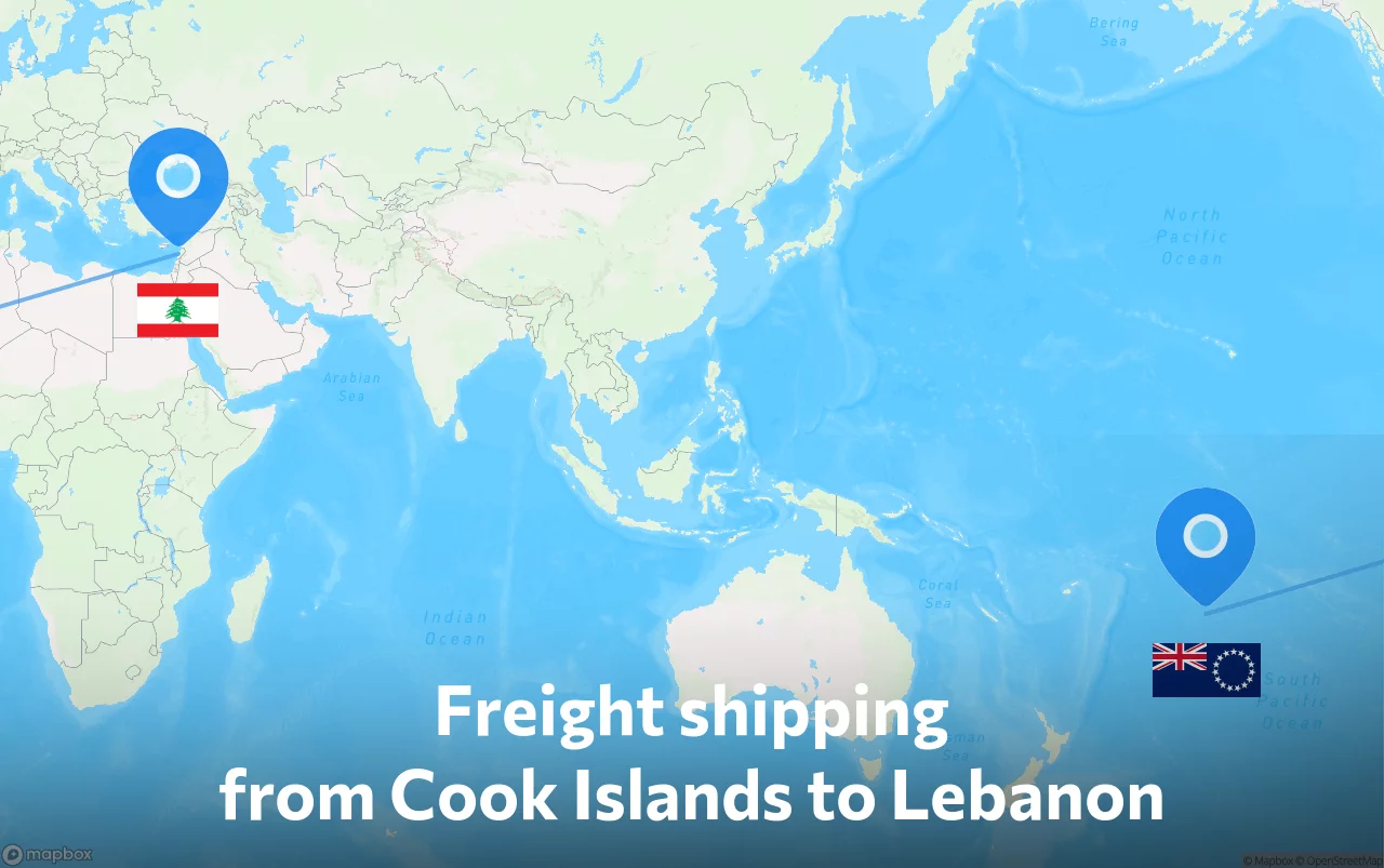 Shipping route from Cook Islands to Lebanon