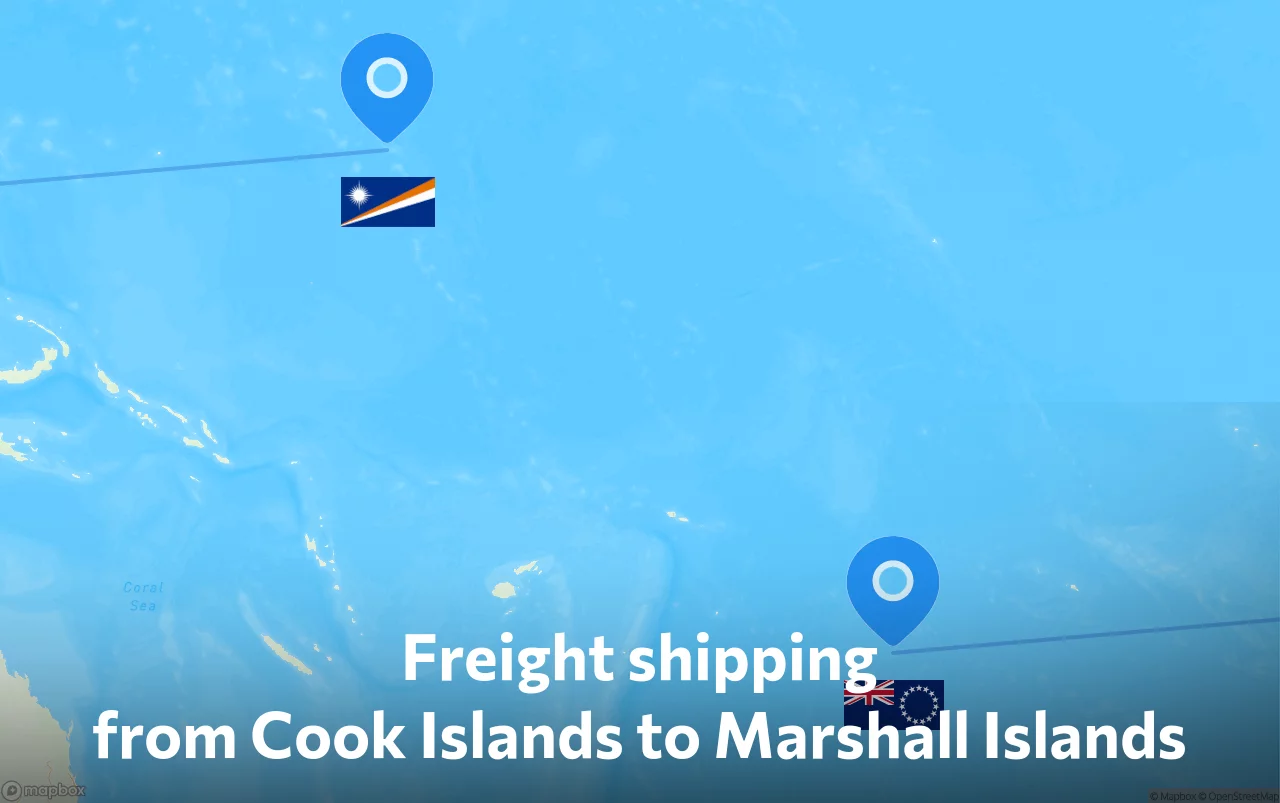 Shipping route from Cook Islands to Marshall Islands