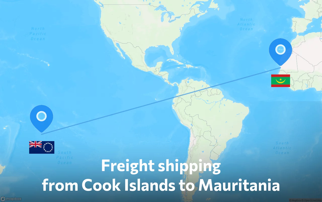 Shipping route from Cook Islands to Mauritania