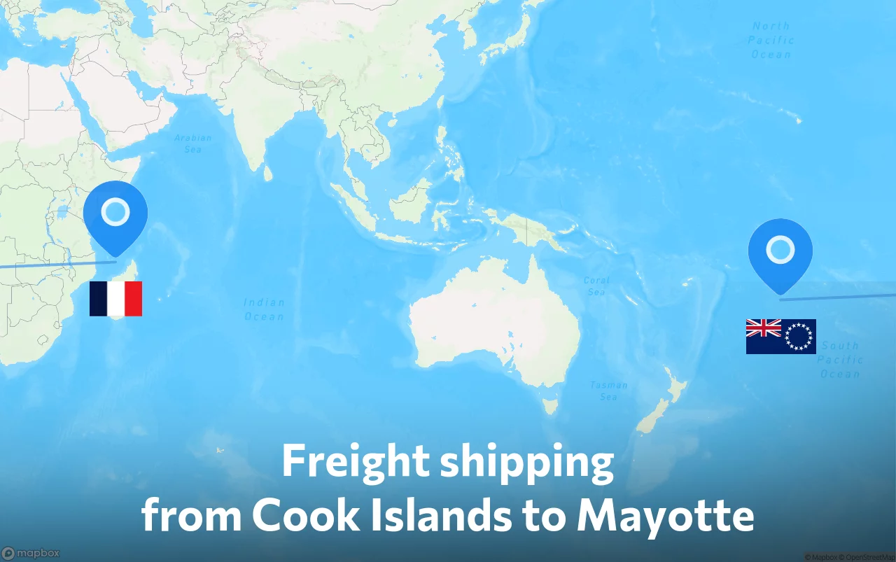 Shipping route from Cook Islands to Mayotte