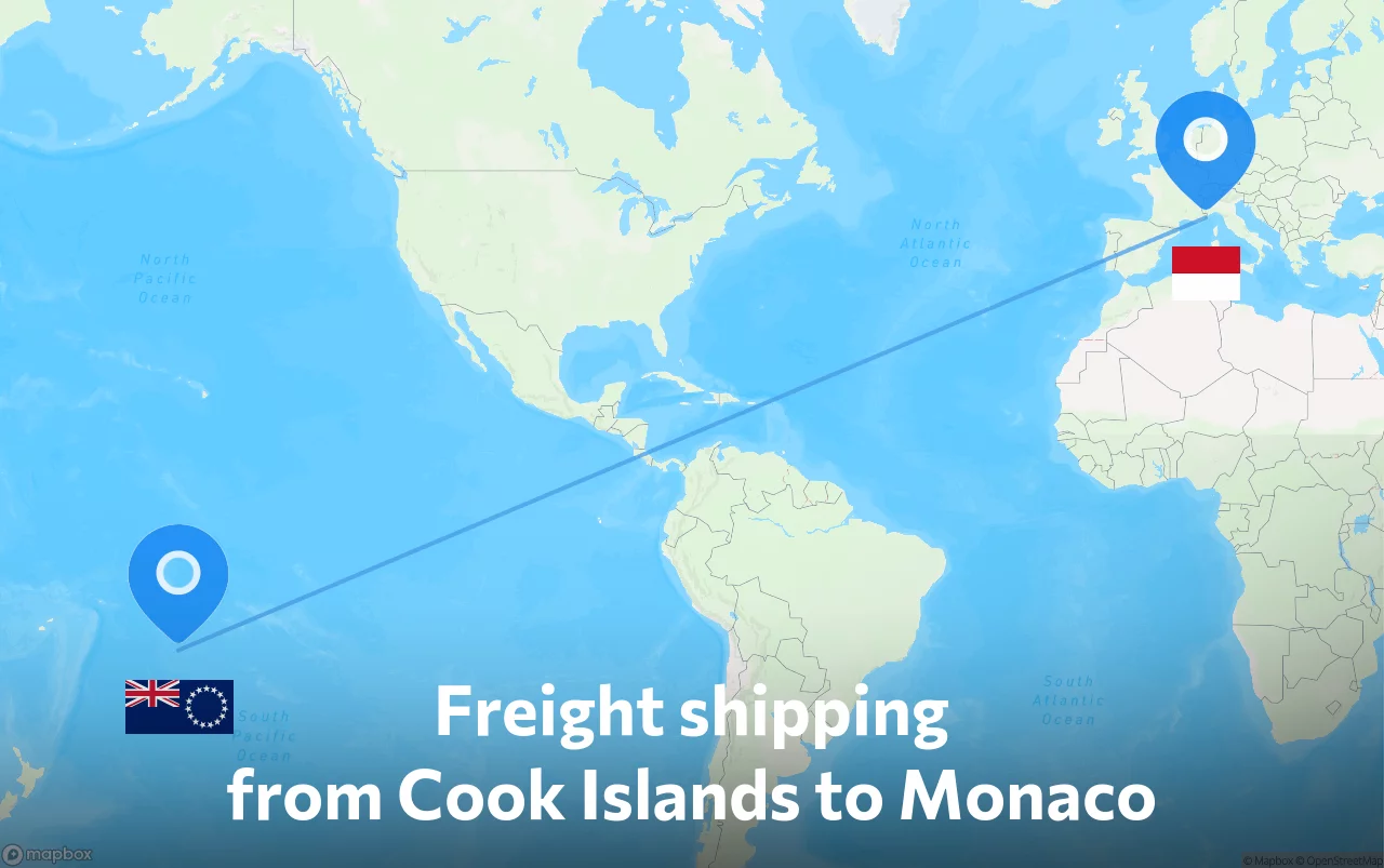 Shipping route from Cook Islands to Monaco