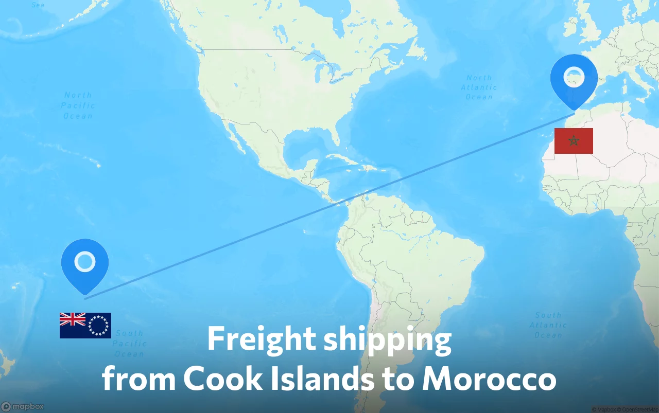 Shipping route from Cook Islands to Morocco