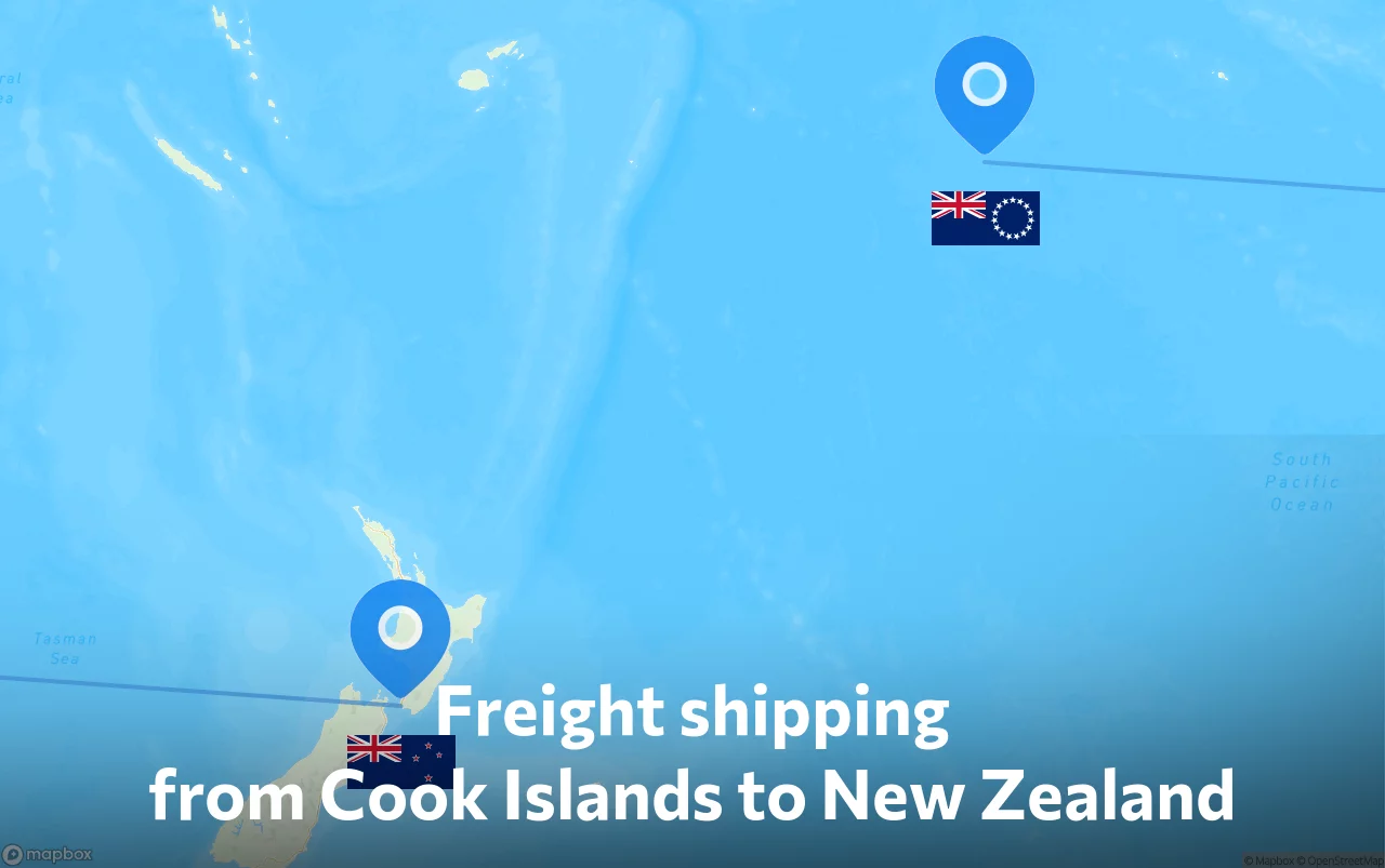 Shipping route from Cook Islands to New Zealand