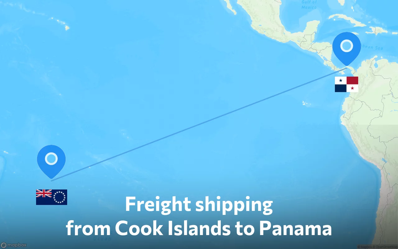 Shipping route from Cook Islands to Panama