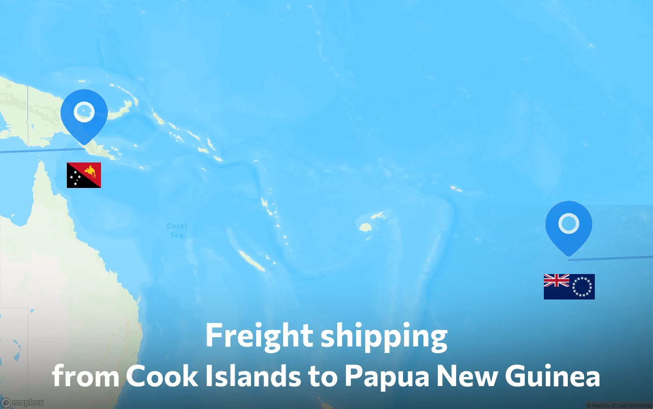 Shipping route from Cook Islands to Papua New Guinea
