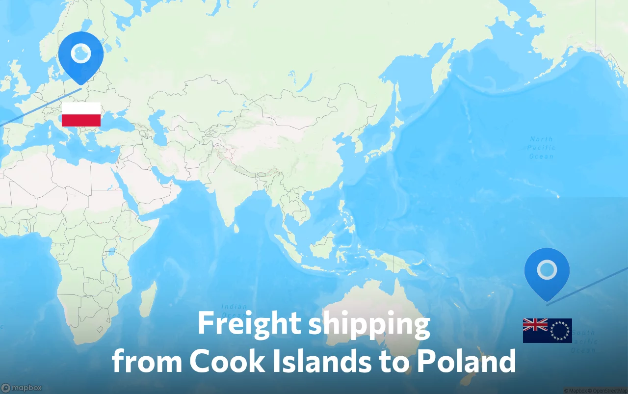 Shipping route from Cook Islands to Poland