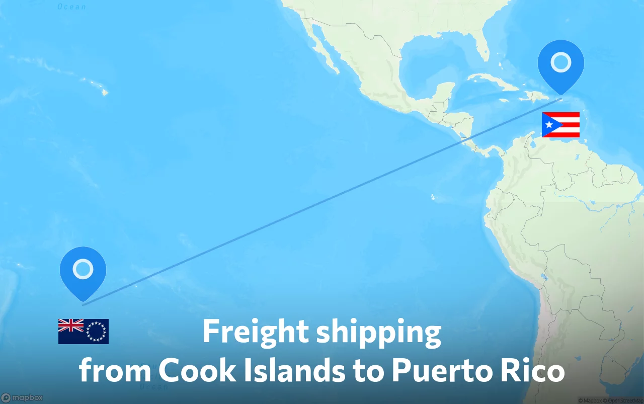 Shipping route from Cook Islands to Puerto Rico