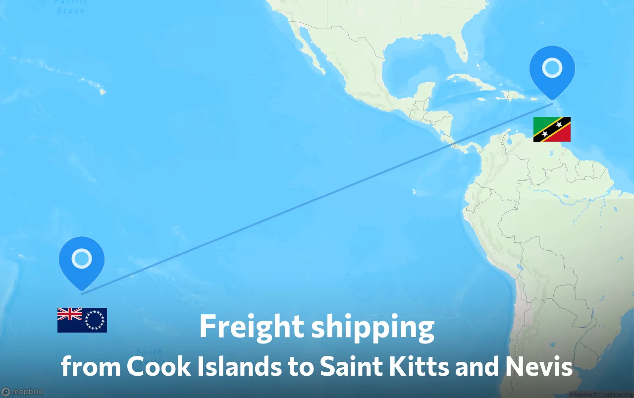 Shipping route from Cook Islands to Saint Kitts and Nevis