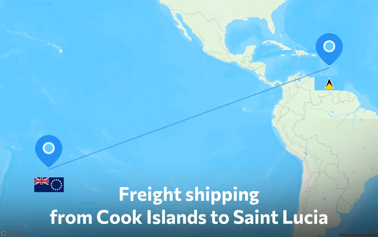 Shipping route from Cook Islands to Saint Lucia