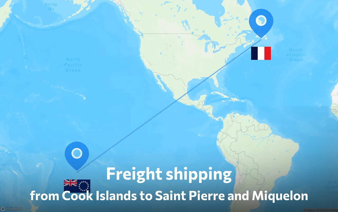 Shipping route from Cook Islands to Saint Pierre and Miquelon