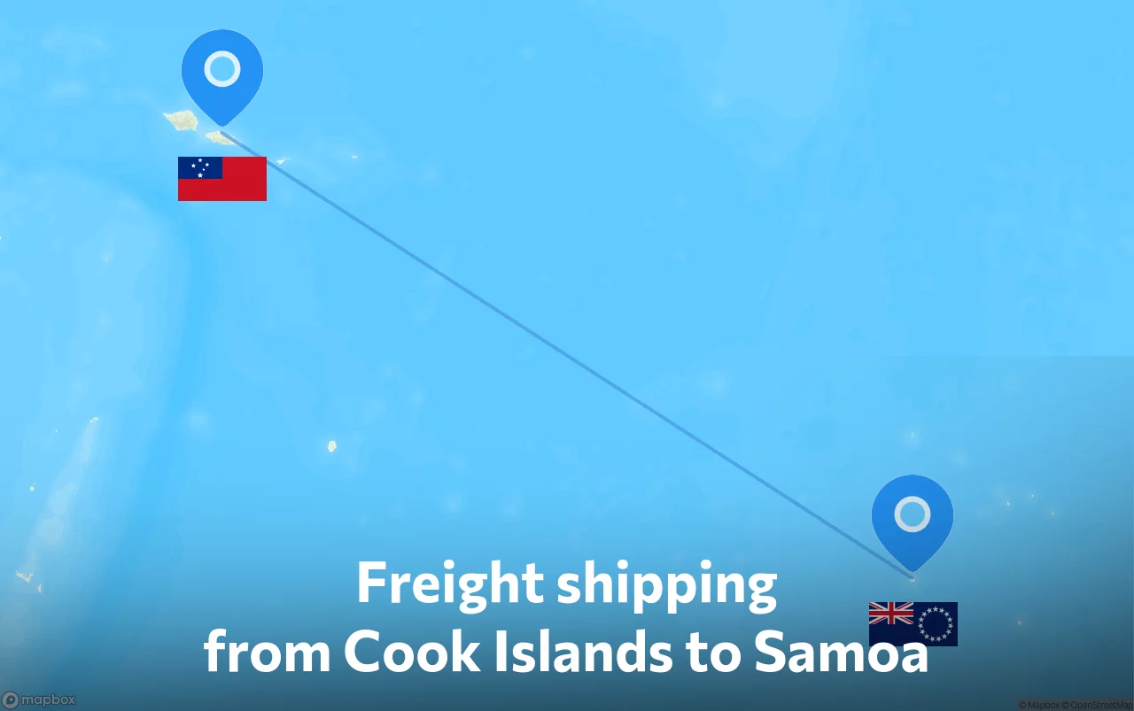 Shipping route from Cook Islands to Samoa