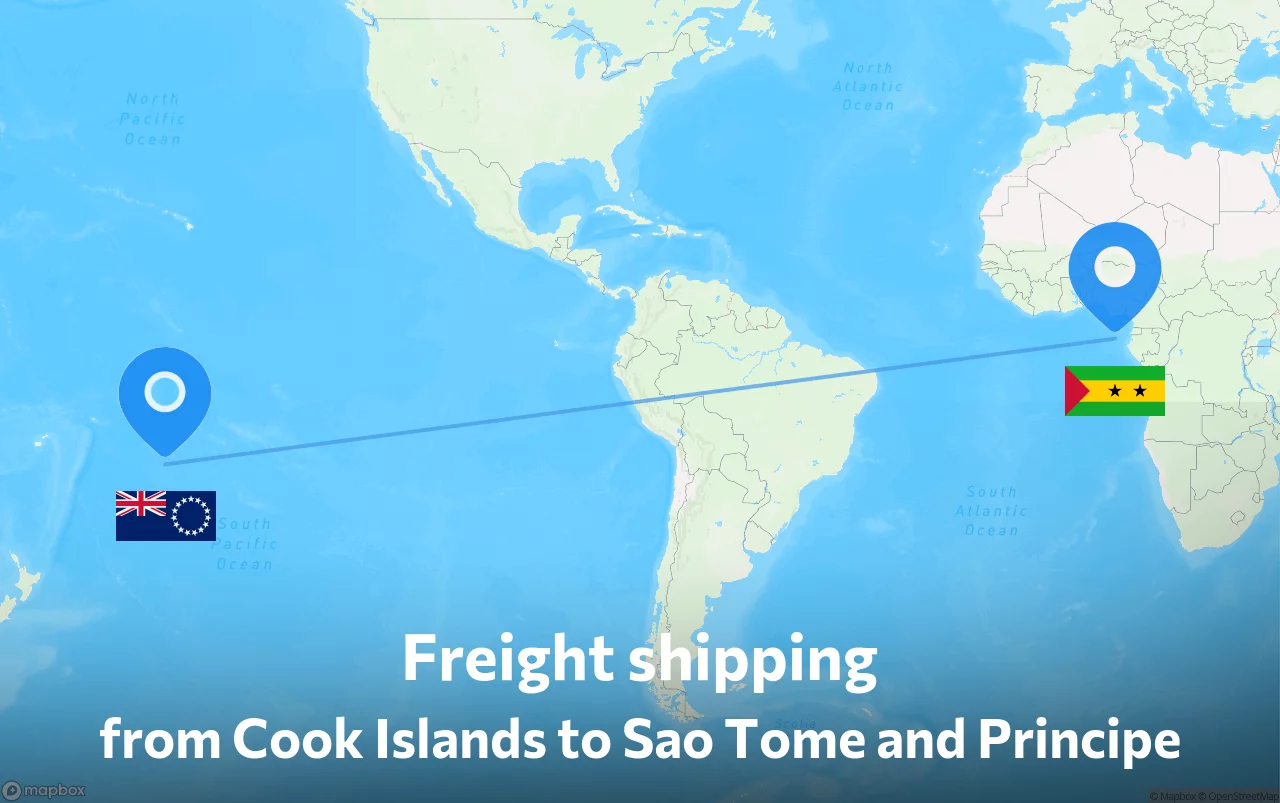 Shipping route from Cook Islands to Sao Tome and Principe