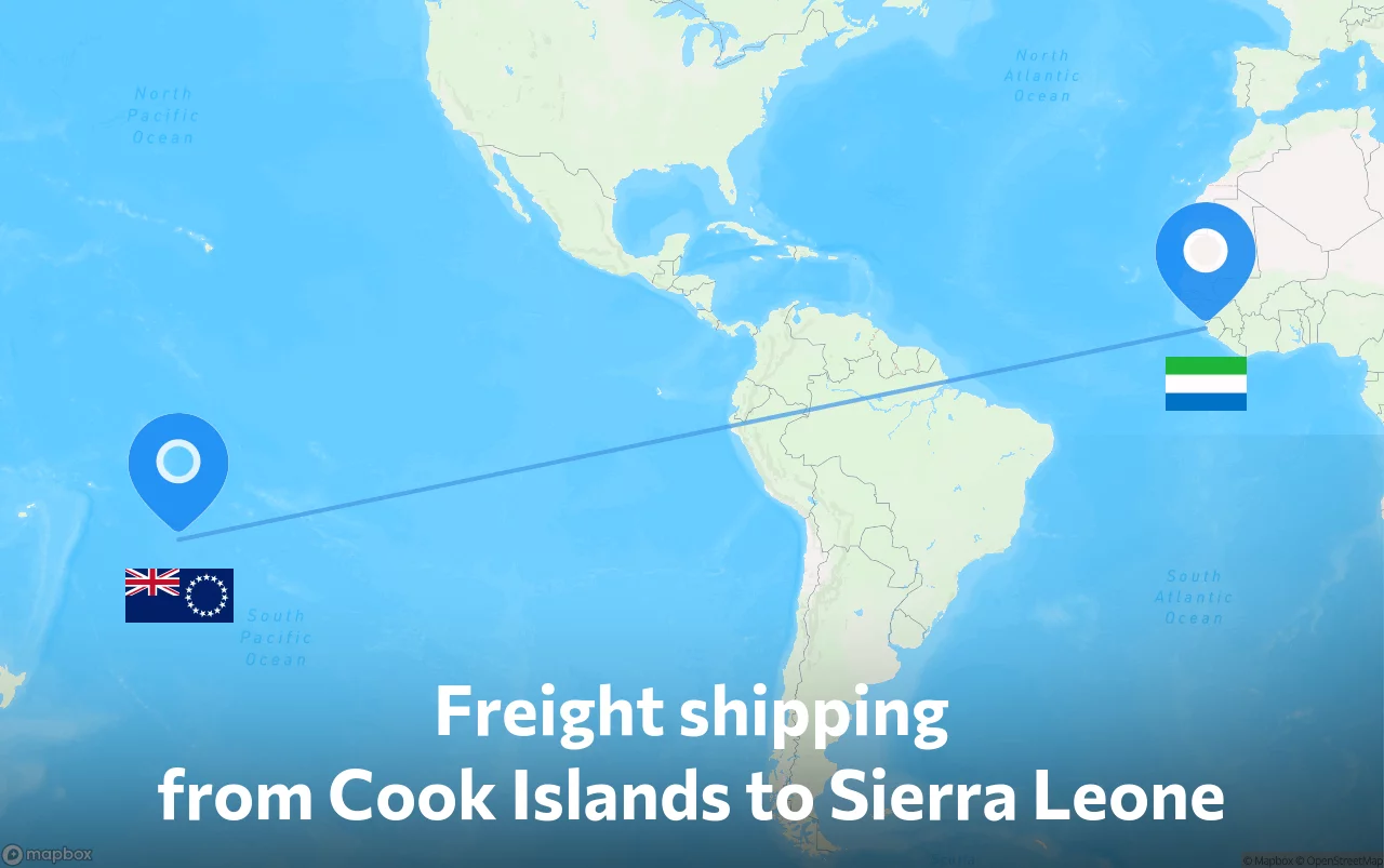 Shipping route from Cook Islands to Sierra Leone
