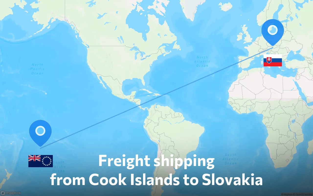 Shipping route from Cook Islands to Slovakia