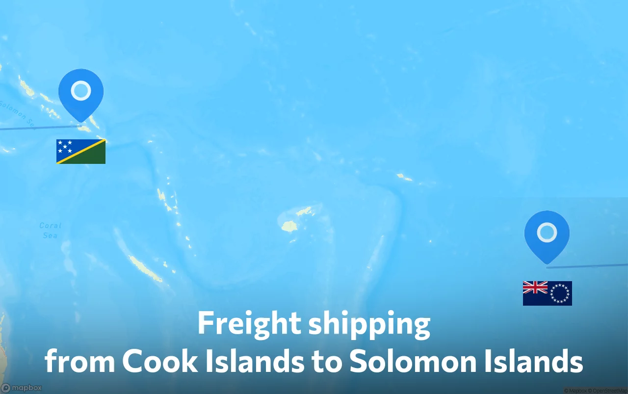 Shipping route from Cook Islands to Solomon Islands