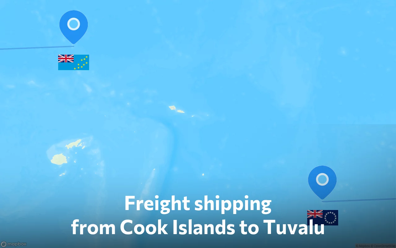 Shipping route from Cook Islands to Tuvalu