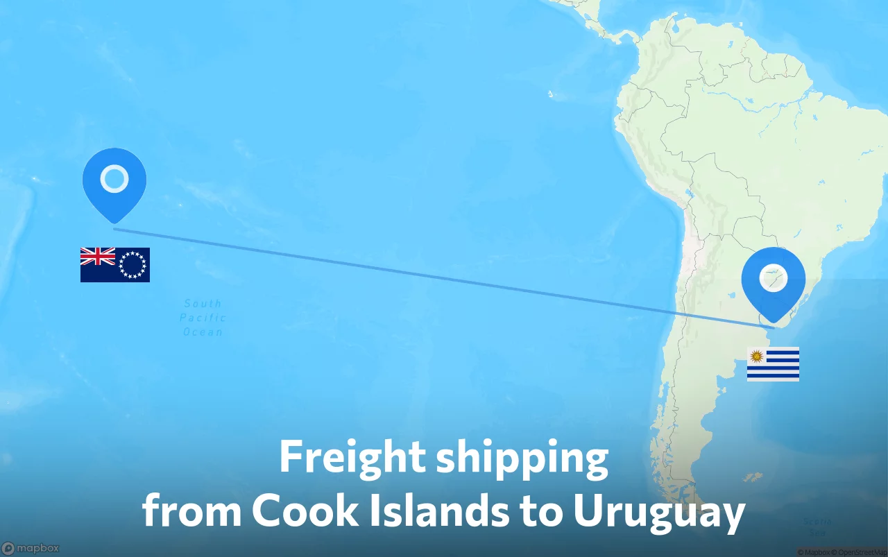 Shipping route from Cook Islands to Uruguay