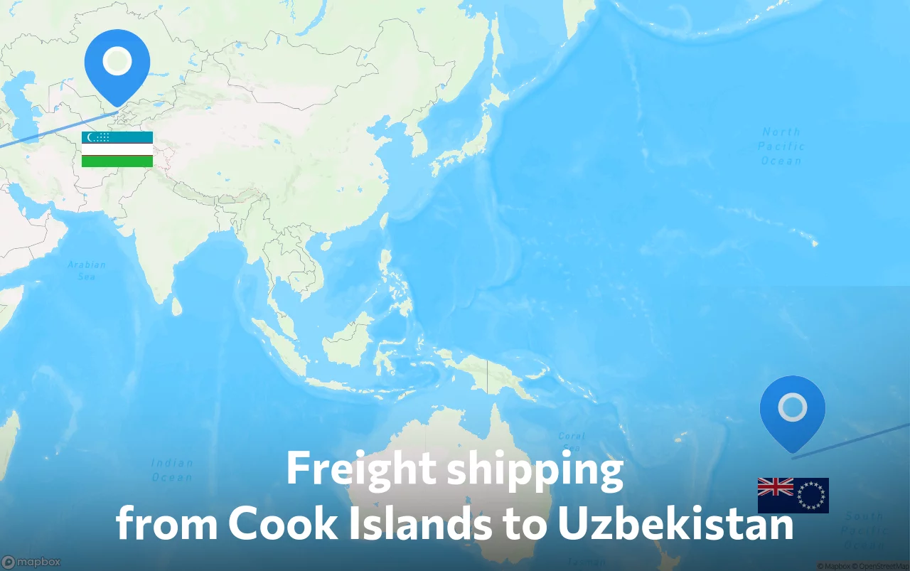 Shipping route from Cook Islands to Uzbekistan