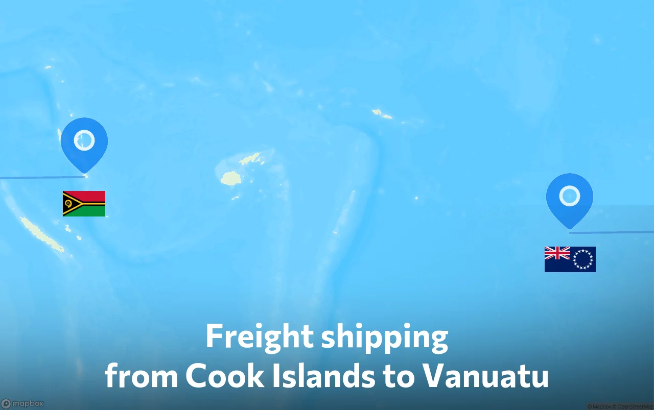 Shipping route from Cook Islands to Vanuatu