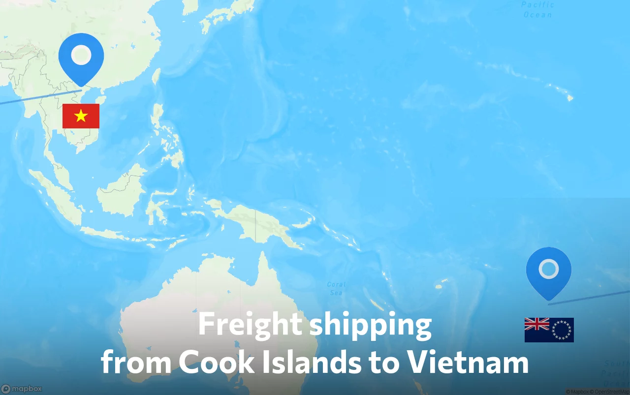 Shipping route from Cook Islands to Vietnam