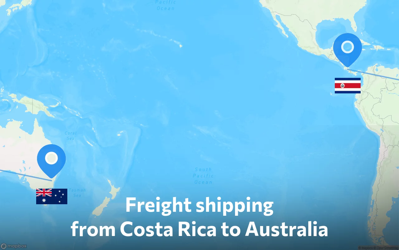 Shipping route from Costa Rica to Australia