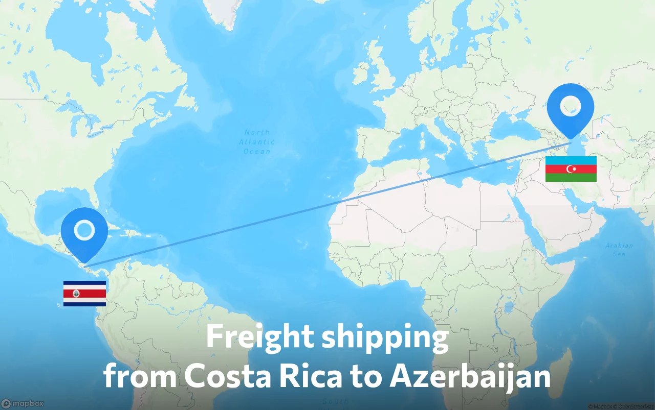 Shipping route from Costa Rica to Azerbaijan