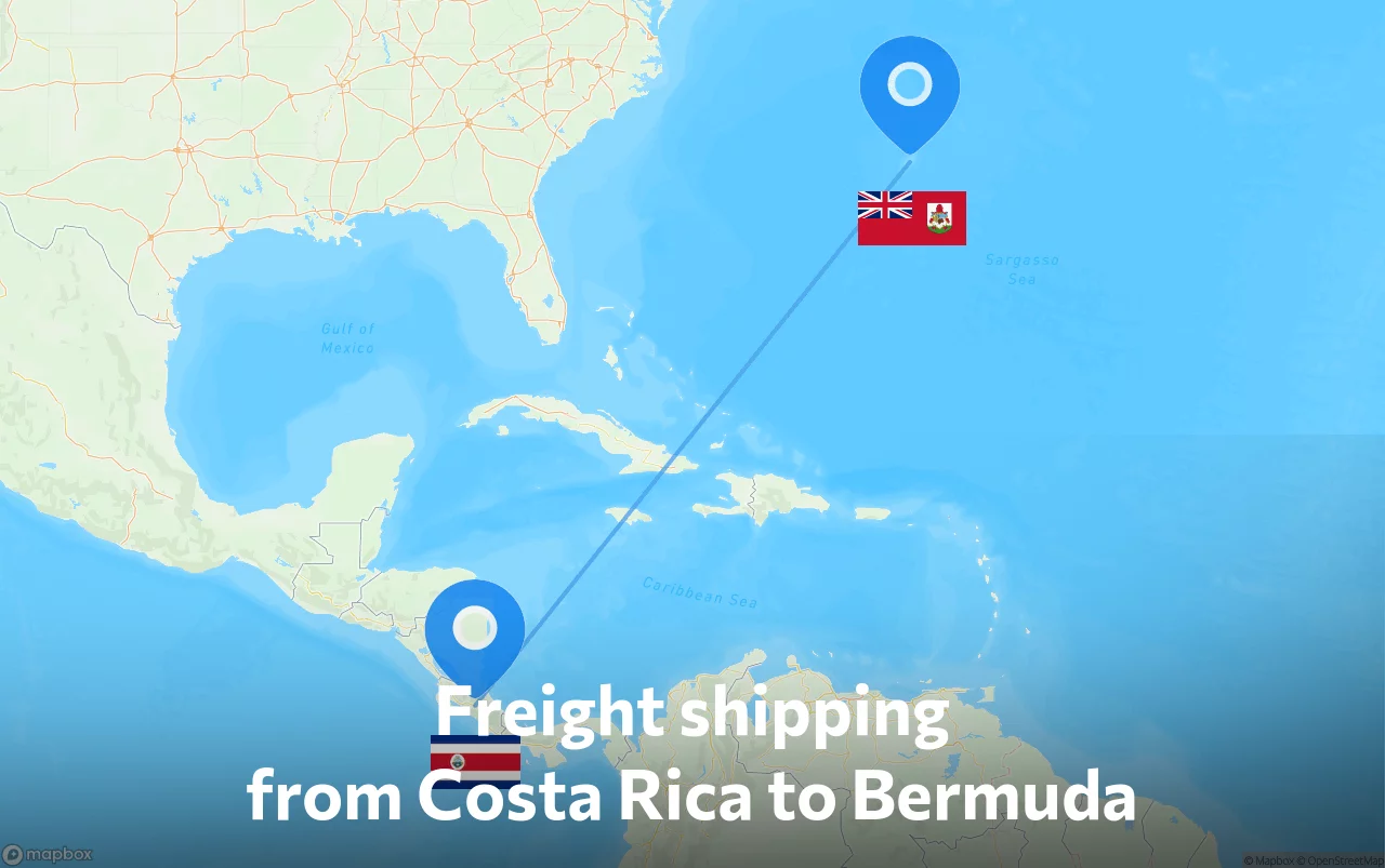Shipping route from Costa Rica to Bermuda