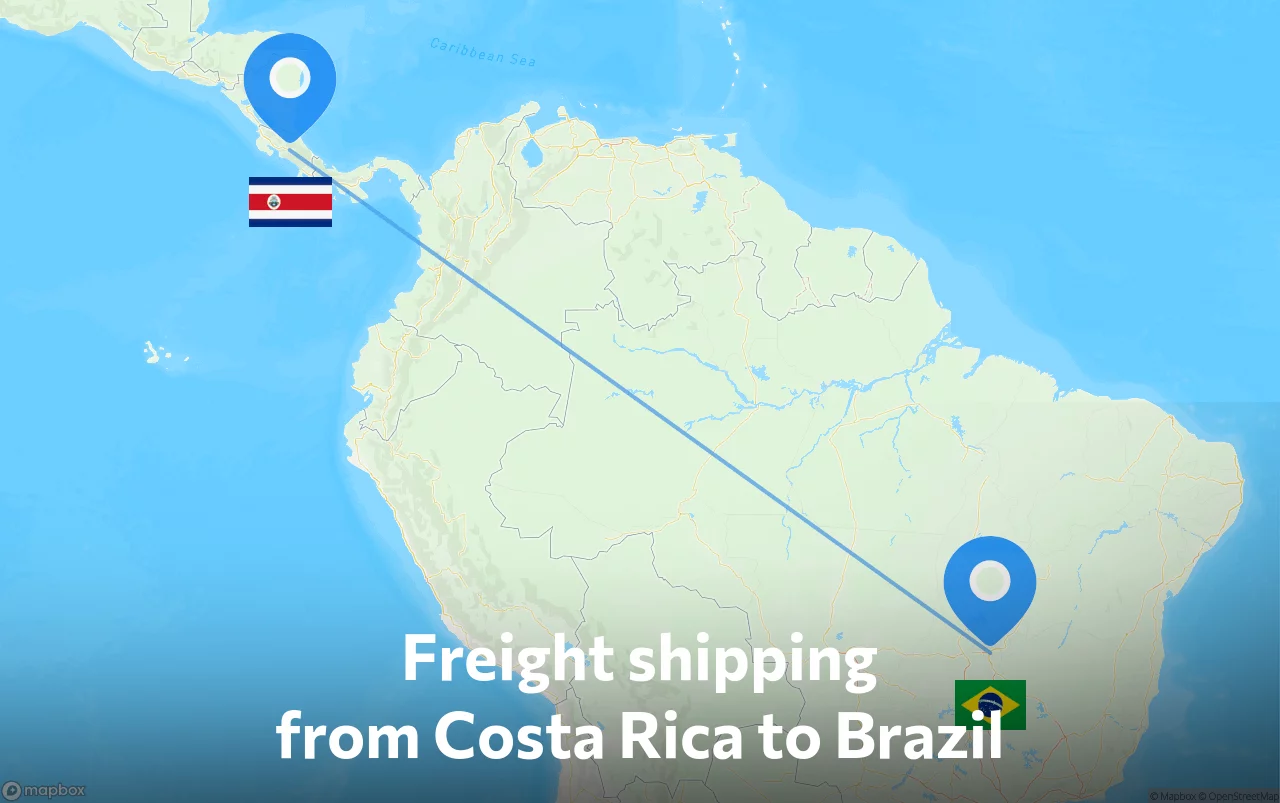 Shipping route from Costa Rica to Brazil