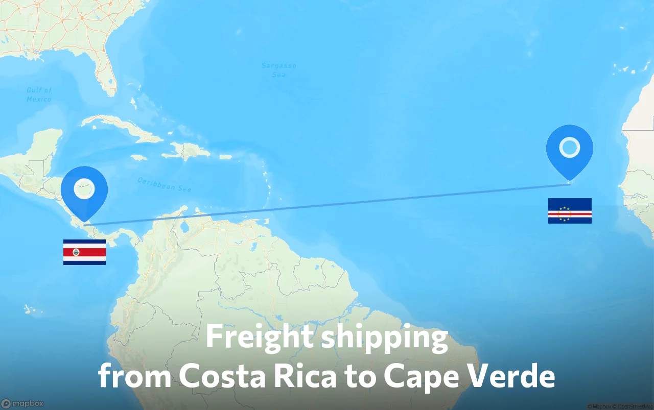 Shipping route from Costa Rica to Cape Verde