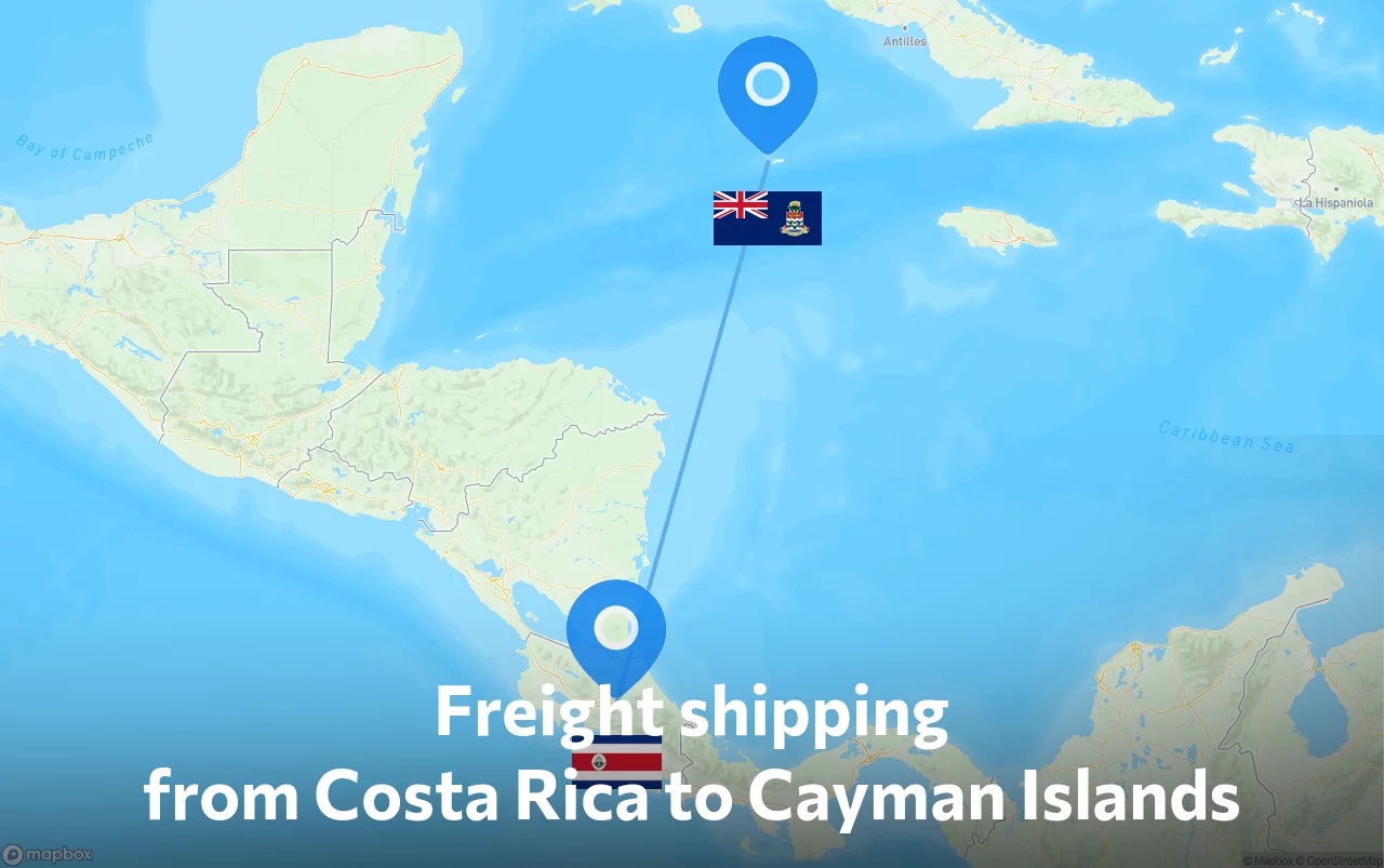 Shipping route from Costa Rica to Cayman Islands