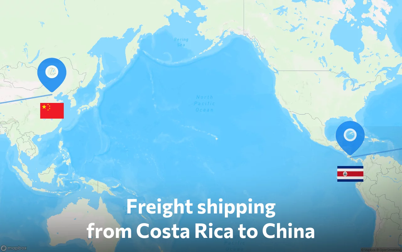 Shipping route from Costa Rica to China