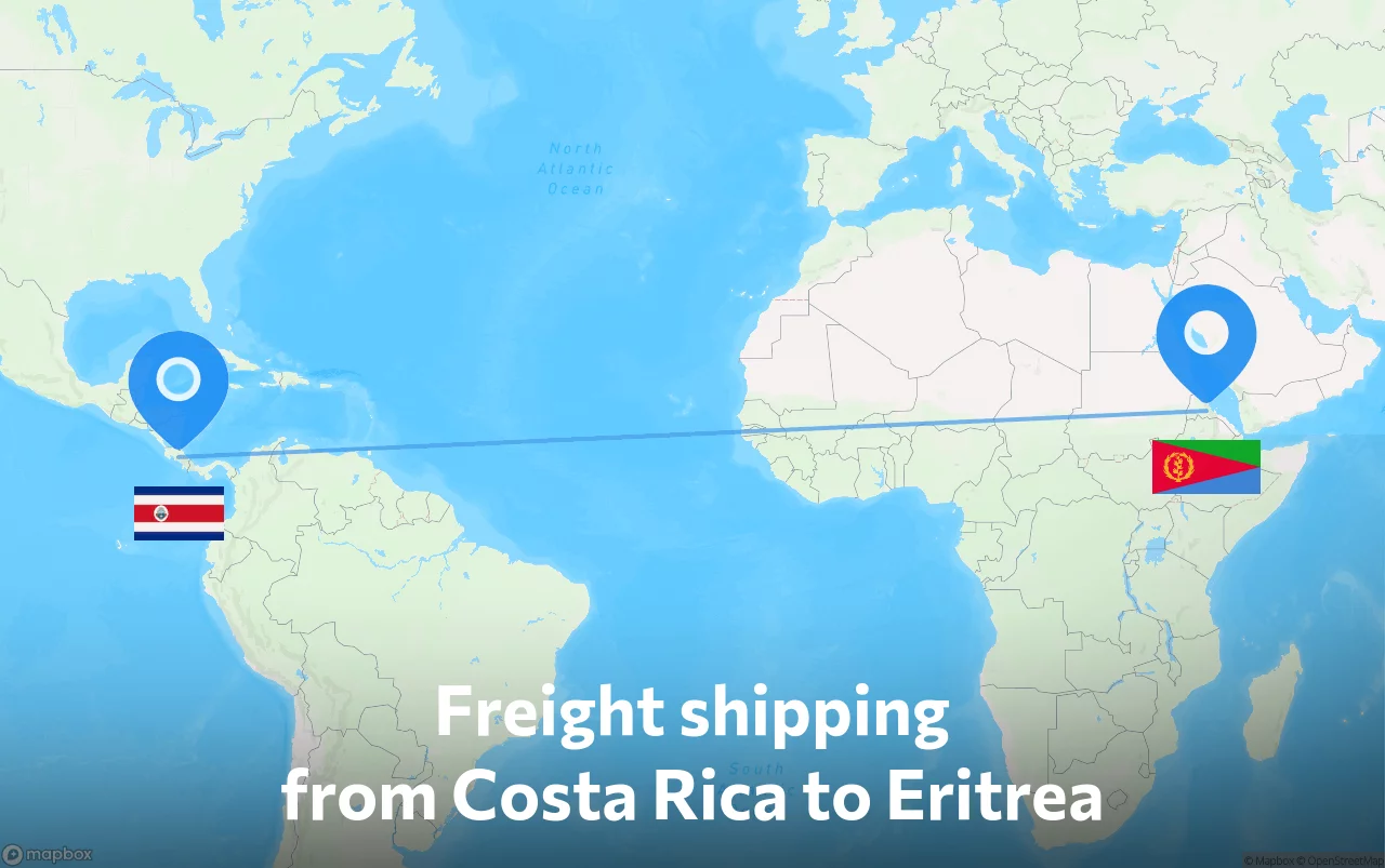 Shipping route from Costa Rica to Eritrea