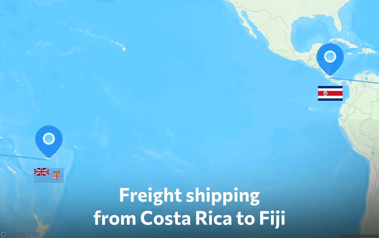 Shipping route from Costa Rica to Fiji