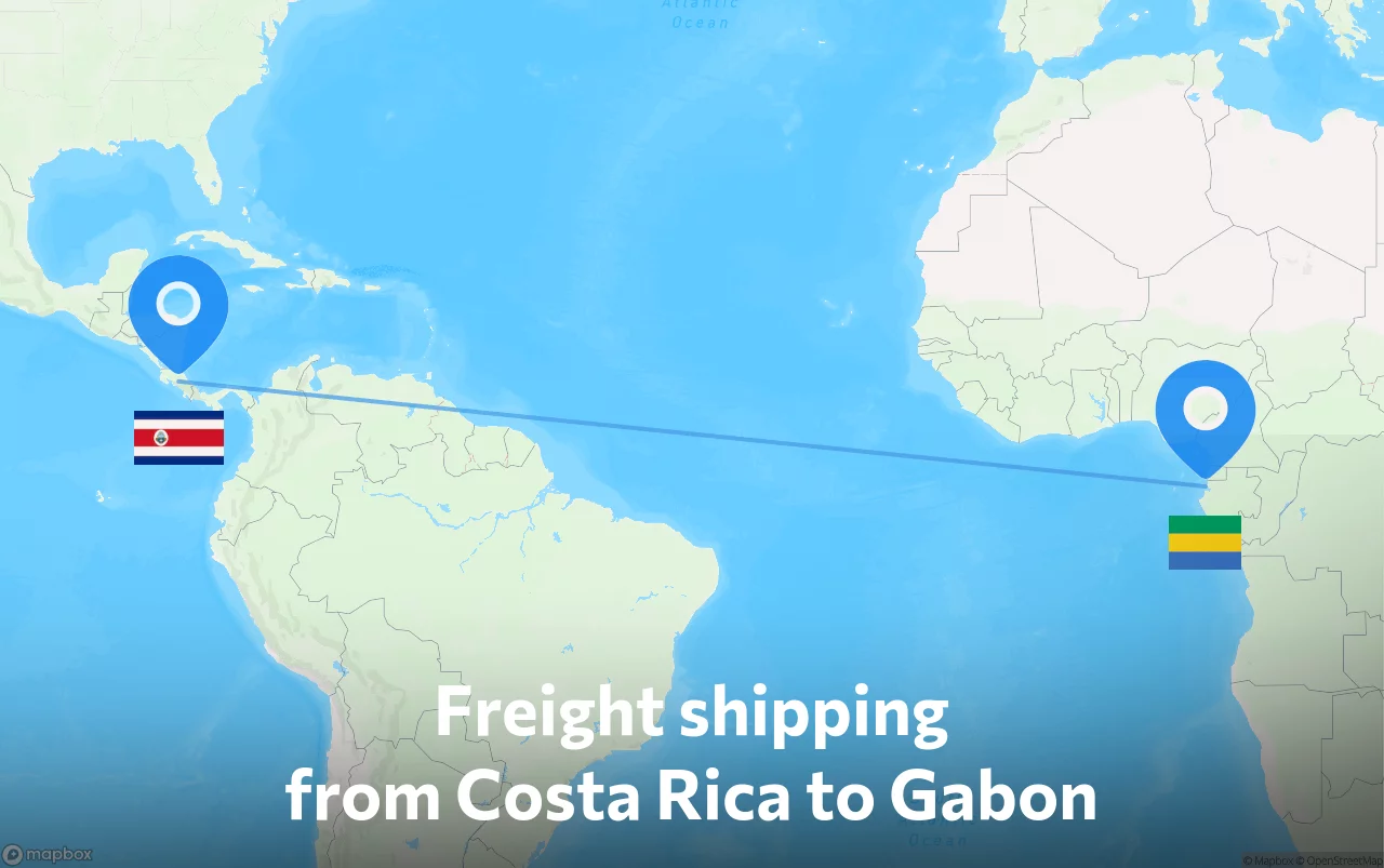 Shipping route from Costa Rica to Gabon