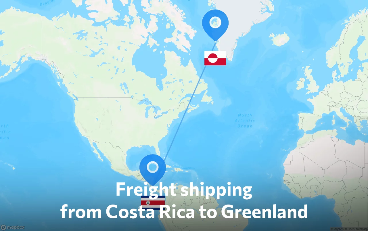 Shipping route from Costa Rica to Greenland