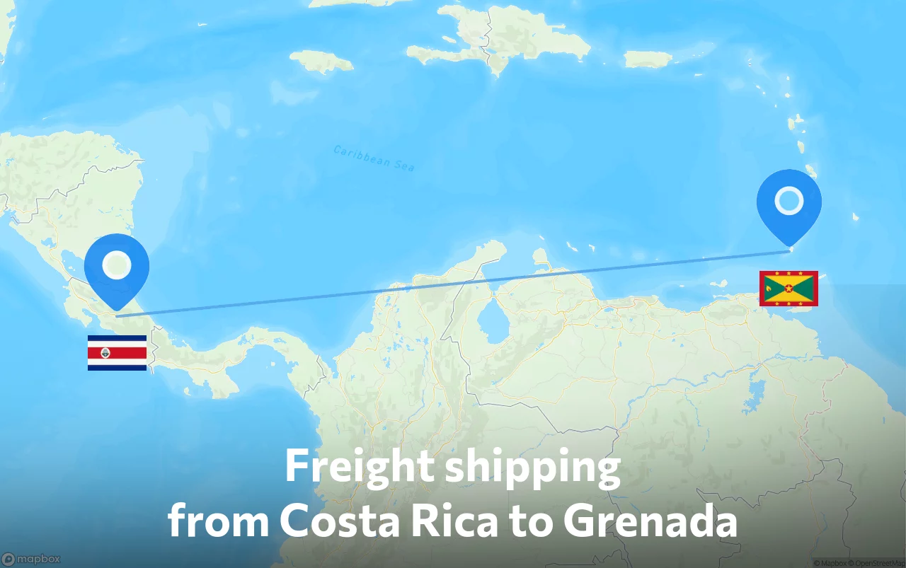 Shipping route from Costa Rica to Grenada
