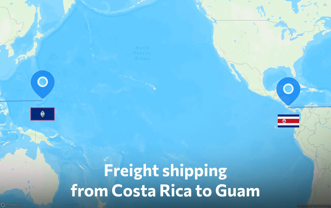 Shipping route from Costa Rica to Guam