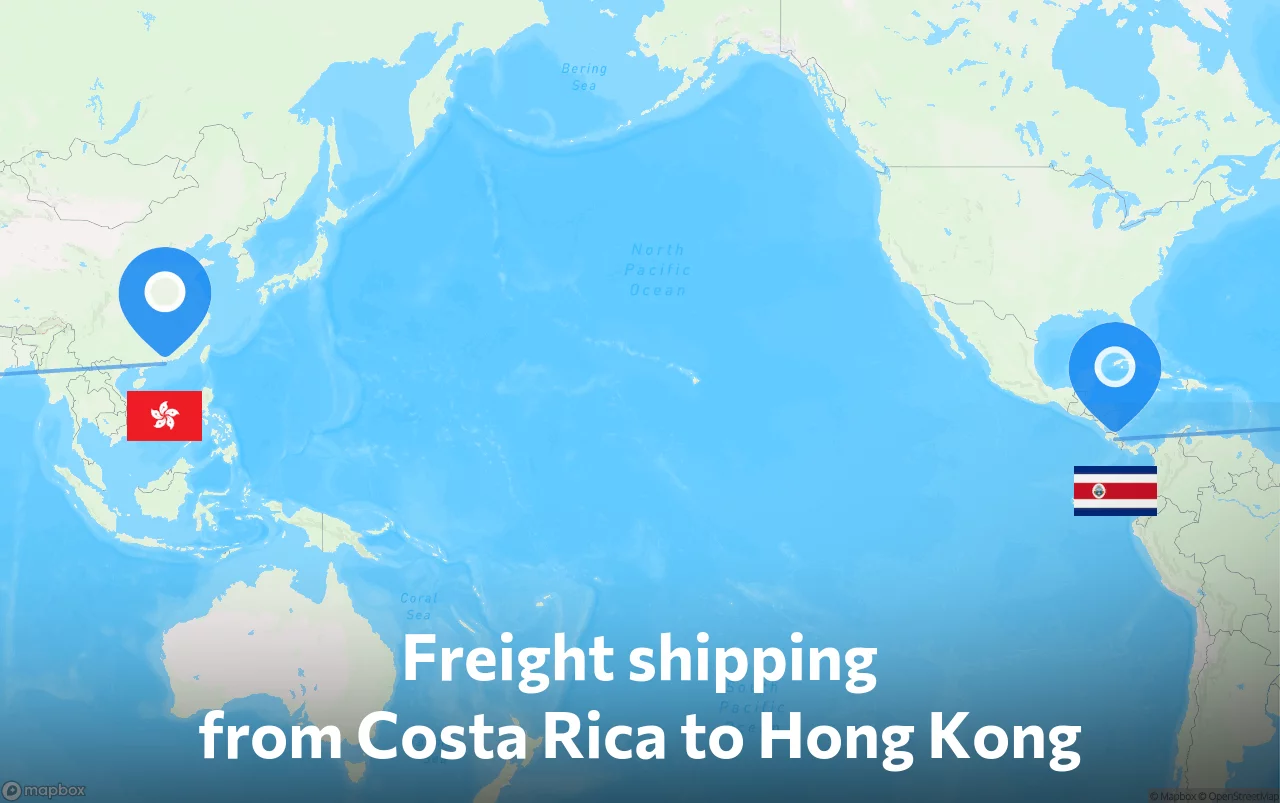 Shipping route from Costa Rica to Hong Kong