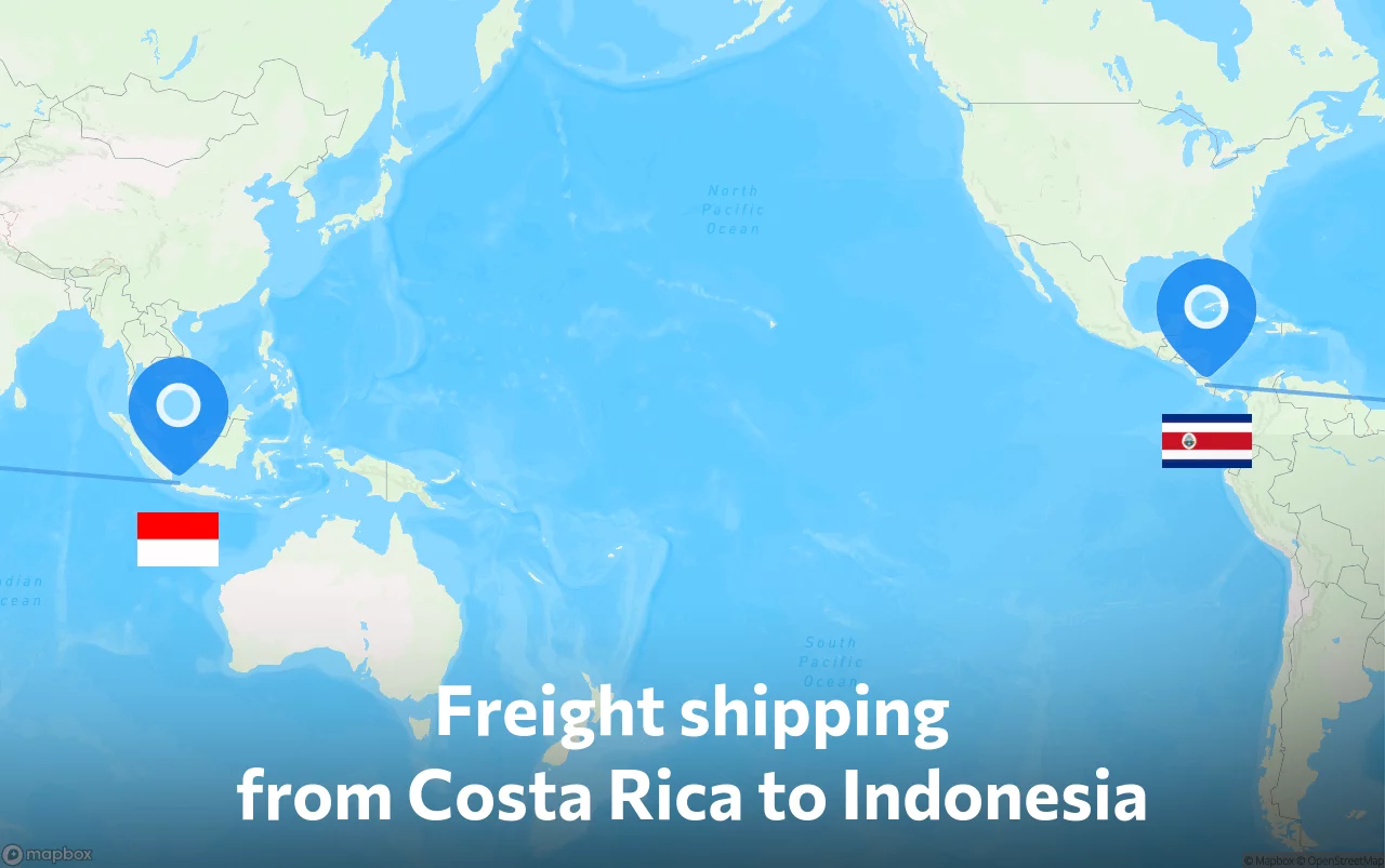 Shipping route from Costa Rica to Indonesia
