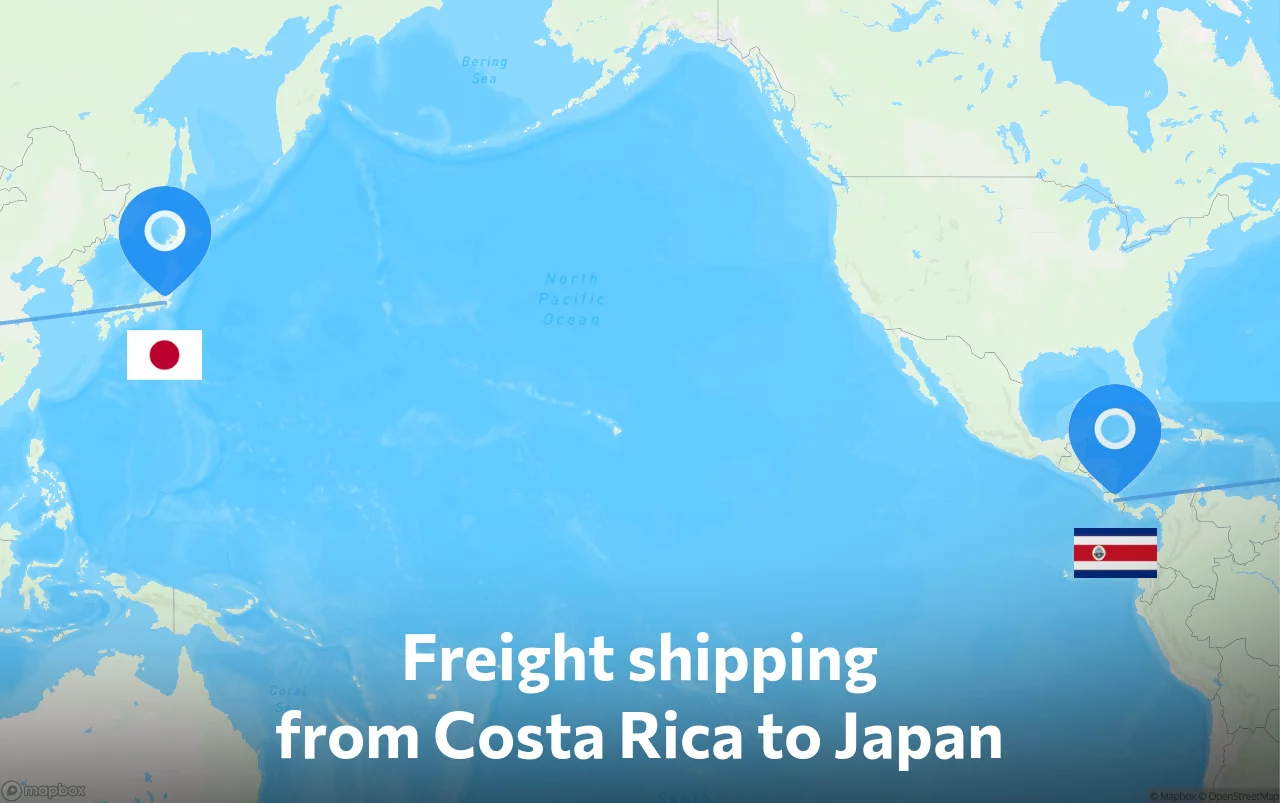 Shipping route from Costa Rica to Japan