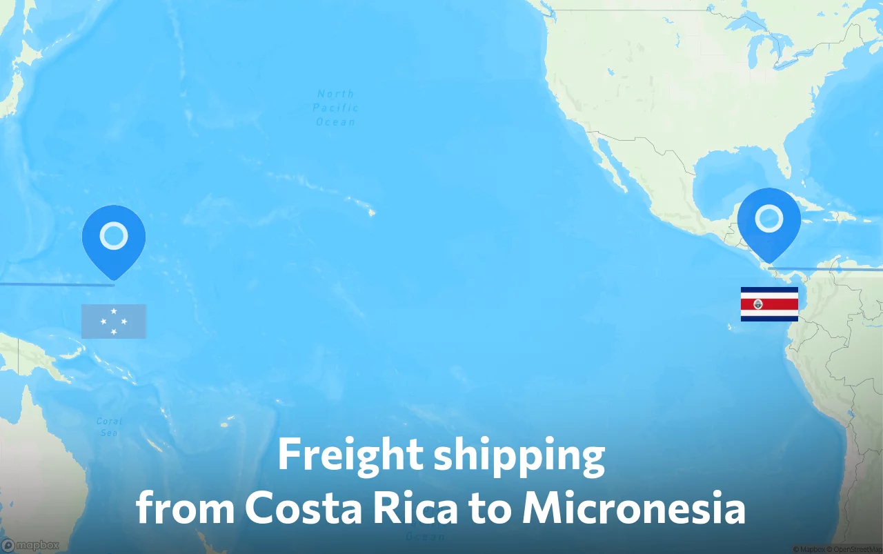 Shipping route from Costa Rica to Micronesia