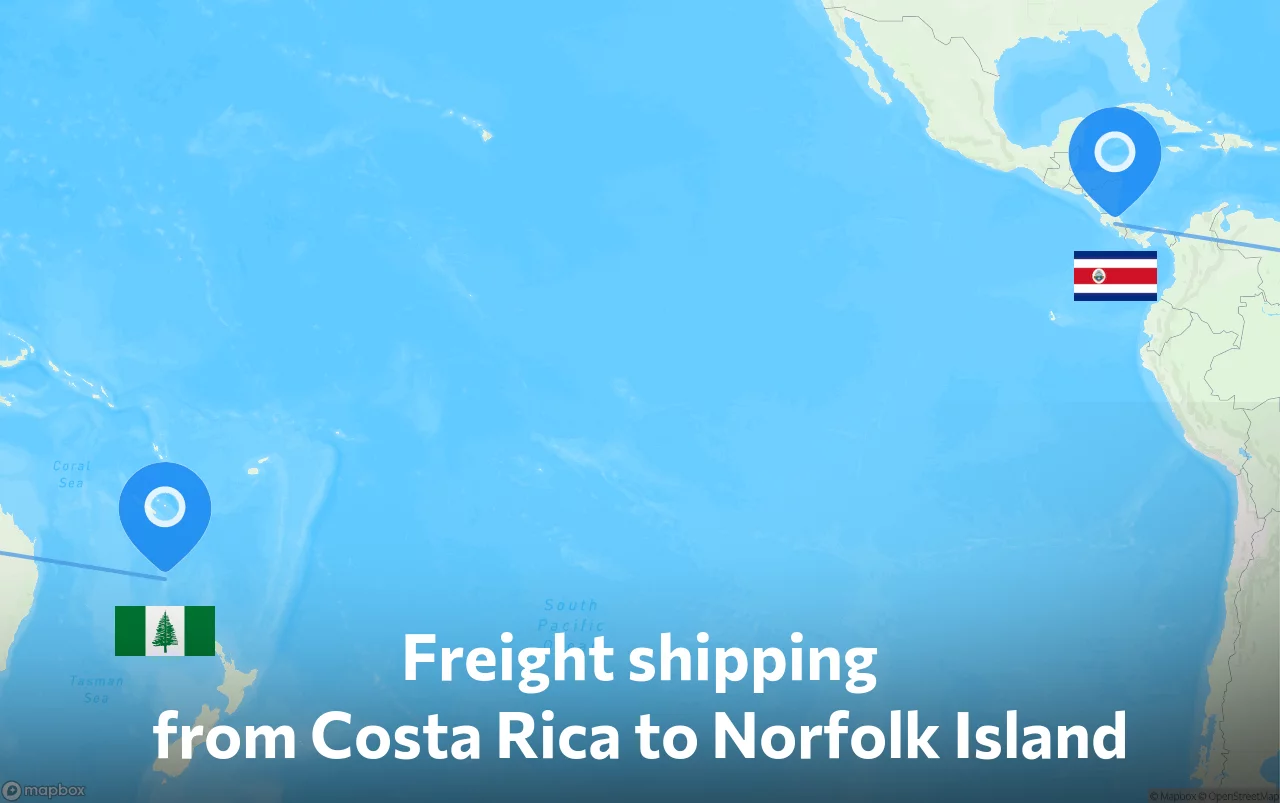 Shipping route from Costa Rica to Norfolk Island