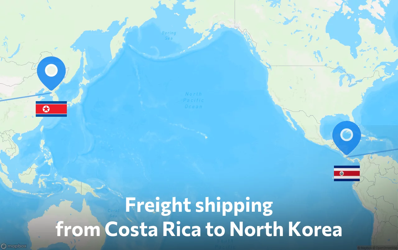 Shipping route from Costa Rica to North Korea