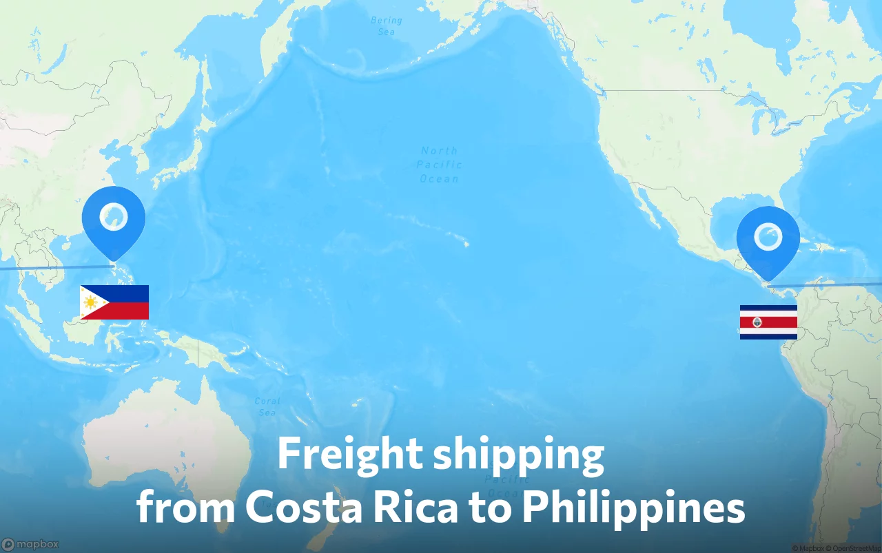 Shipping route from Costa Rica to Philippines