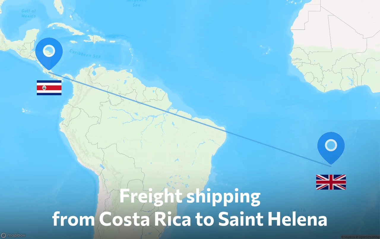 Shipping route from Costa Rica to Saint Helena