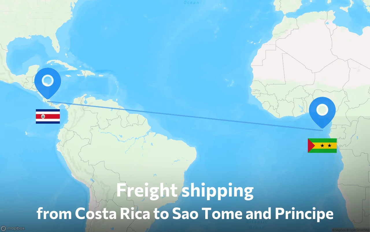 Shipping route from Costa Rica to Sao Tome and Principe