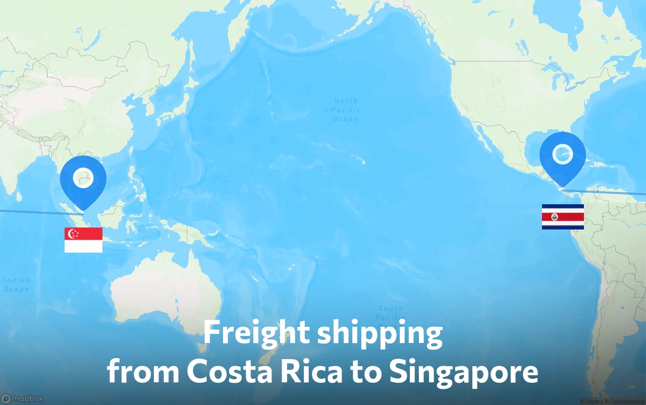 Shipping route from Costa Rica to Singapore