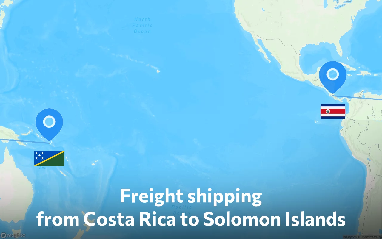 Shipping route from Costa Rica to Solomon Islands