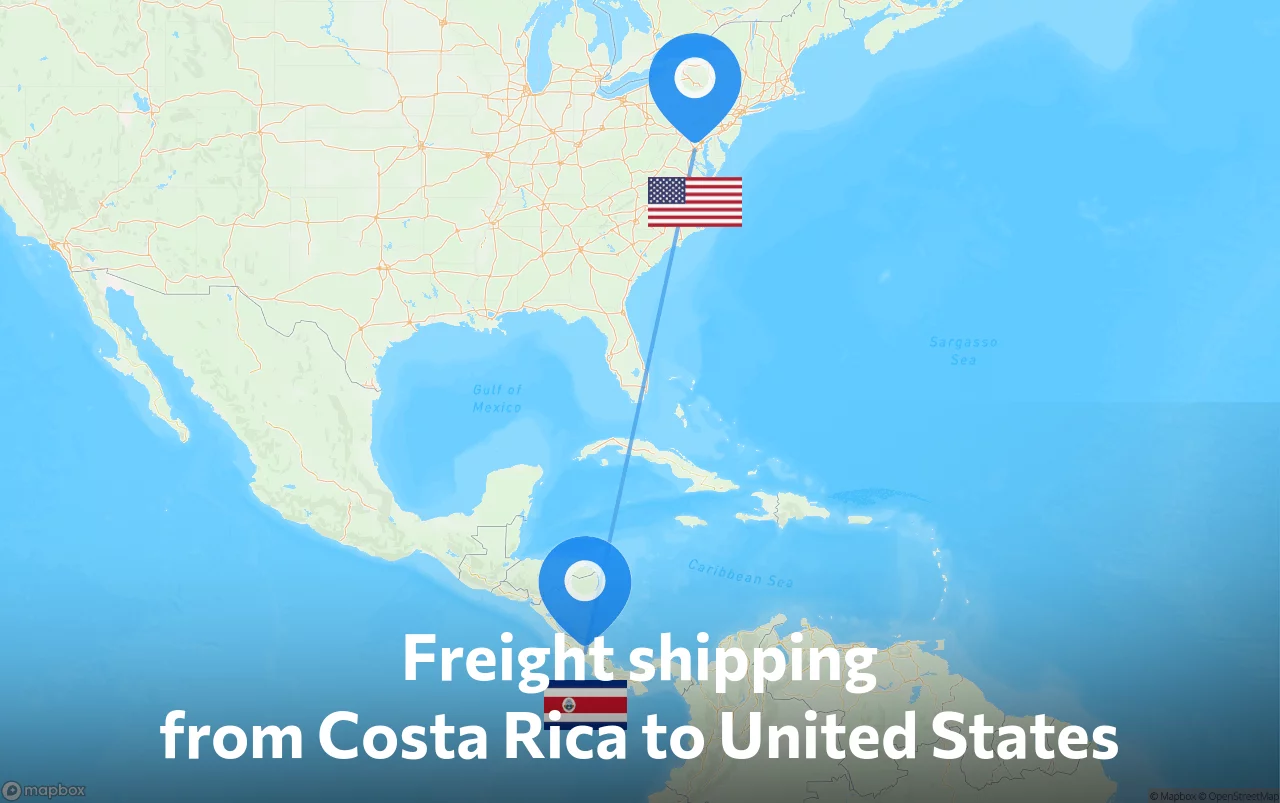 Shipping route from Costa Rica to United States